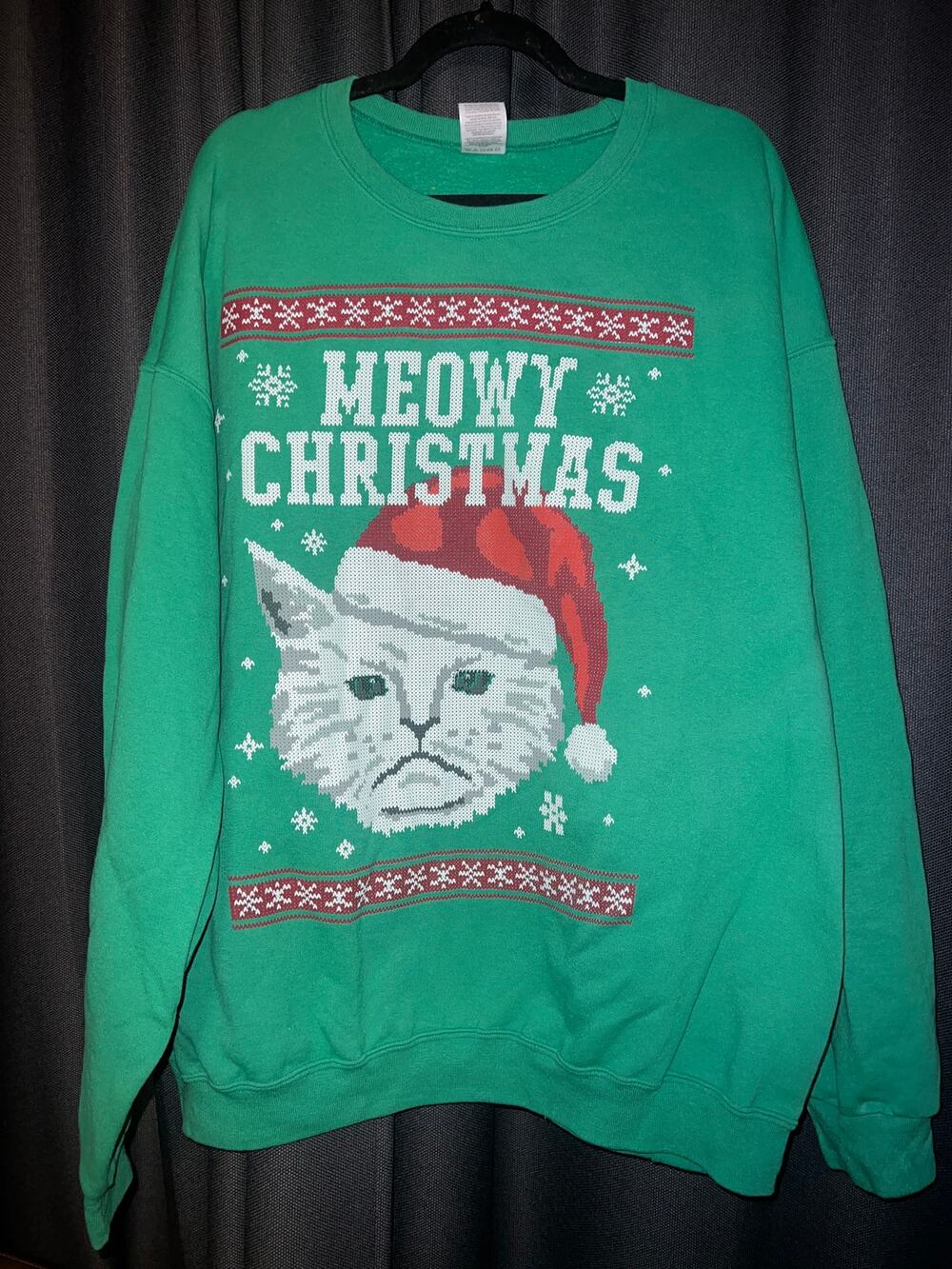 Ugly Christmas Sweater Xmas Sweatshirt Crewneck Size XL Cat